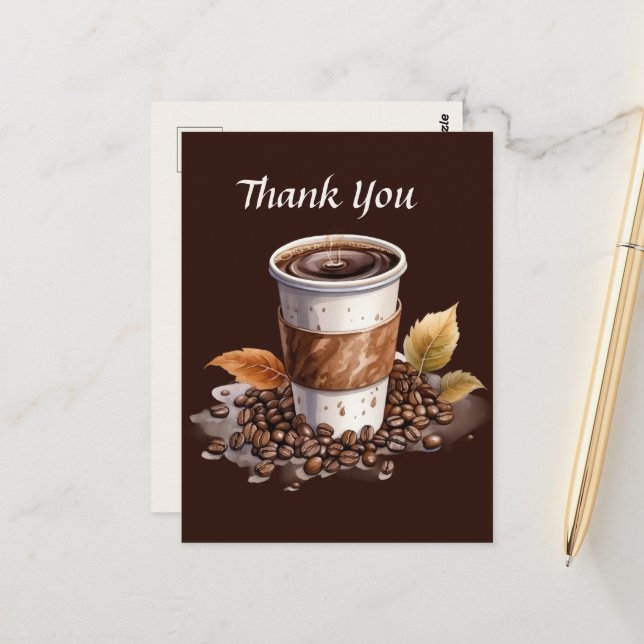 Cute coffee shop thank you or vendors  postcard (Front/Back In Situ)