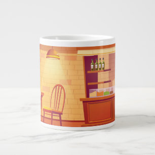 Cute Coffee Shop Wrap-Around Design Large Coffee Mug