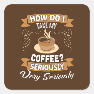 Cute coffee time word art Square Sticker