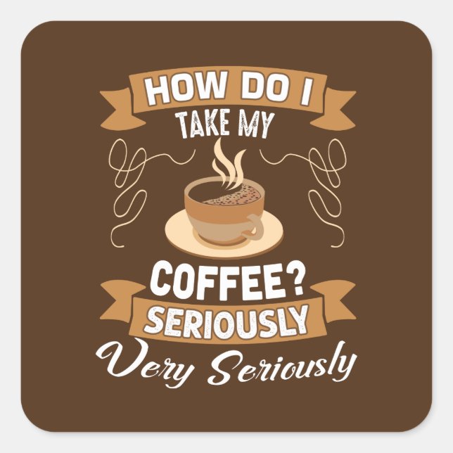 Cute coffee time word art Square Sticker (Front)