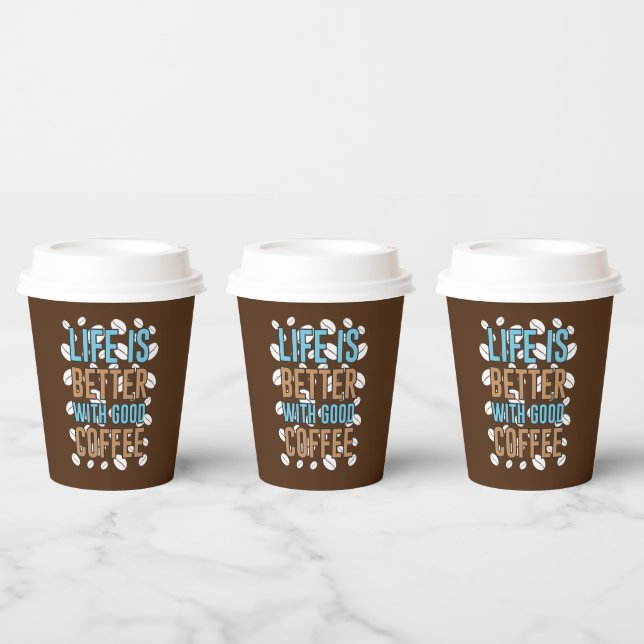 cute coffee word art Paper Cups  (Multi)