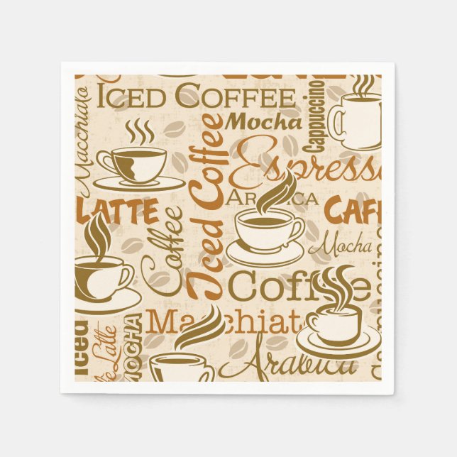 Cute coffee words party napkin (Front)