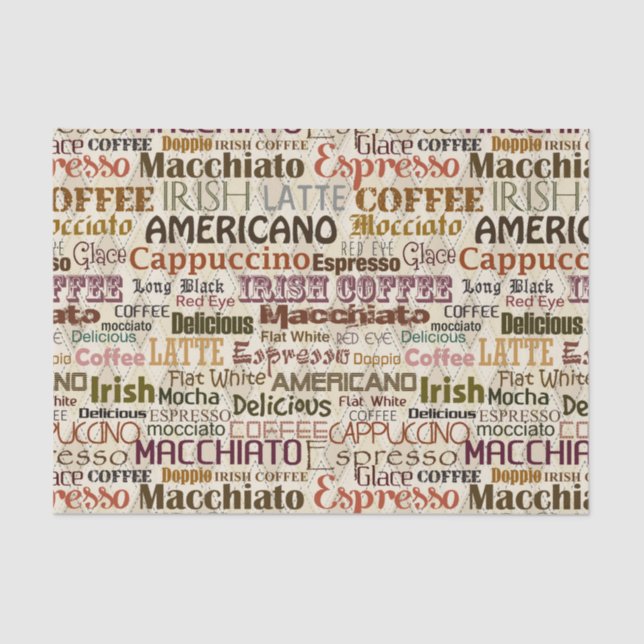 Cute coffee words party tissue paper (Front)