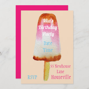Cute cola popsicle ice-block Summer girl Party Invitation