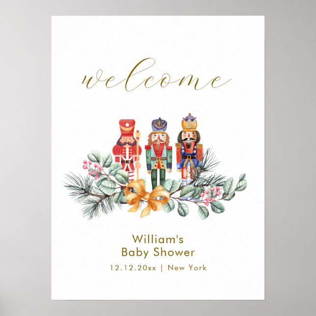 Cute Cold Outside Nutcracker Baby Shower Welcome Poster (Front)