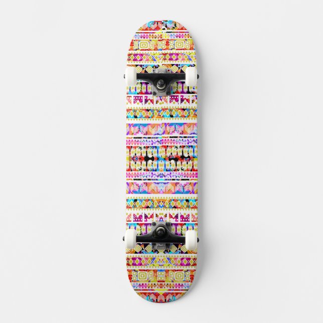 Cute Colful Tribal aztec pattern Skateboard (Front)