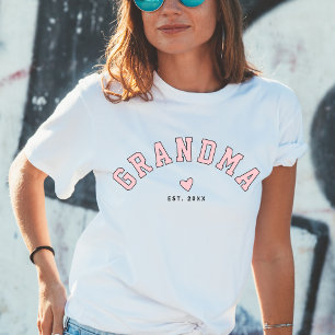 Cute Collegiate Blush Pink Grandma Custom Year T-Shirt