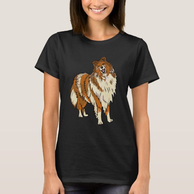 Cute Collie Dog Illustration Collie Owner Love T-Shirt (Front)