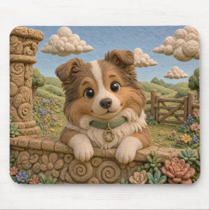 Cute Collie Puppy, Baby Dog Mouse Mat