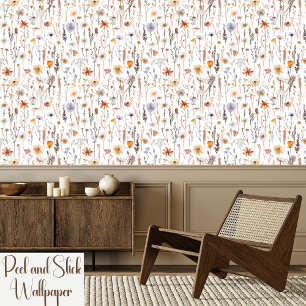 Cute Coloful Wildflowers Meadow Peel & Stick Wallpaper