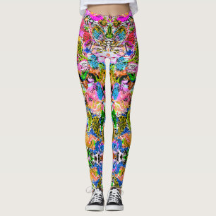 Cute colorful abstract mixed paisley flowers iPad  Leggings