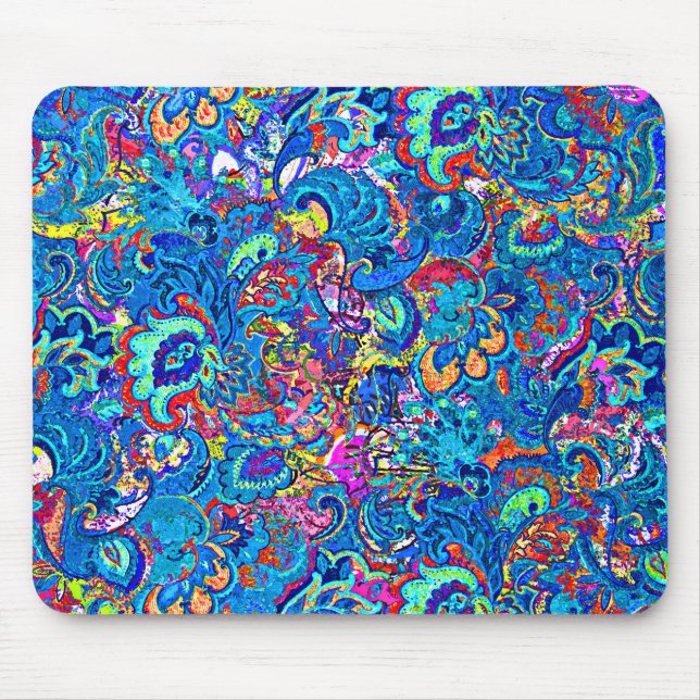 Cute colorful abstract painting flowers mouse mat (Front)