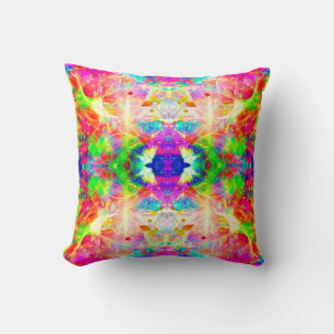 Cute colorful abstract swirl flowers cushion