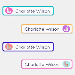 Cute Colorful Alpaca Custom Name Tags Waterproof