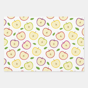 Cute Colorful Apple Pattern Wrapping Paper Sheet