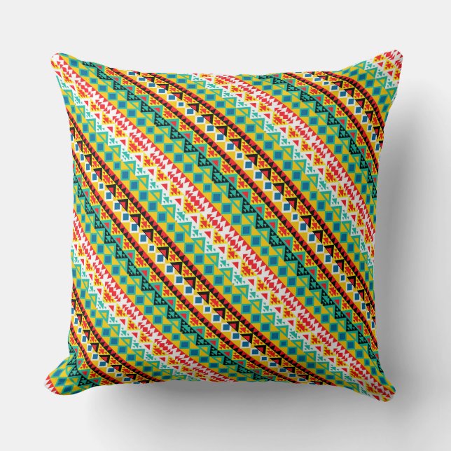 Cute colorful aztec patterns design throw pillow (Front)