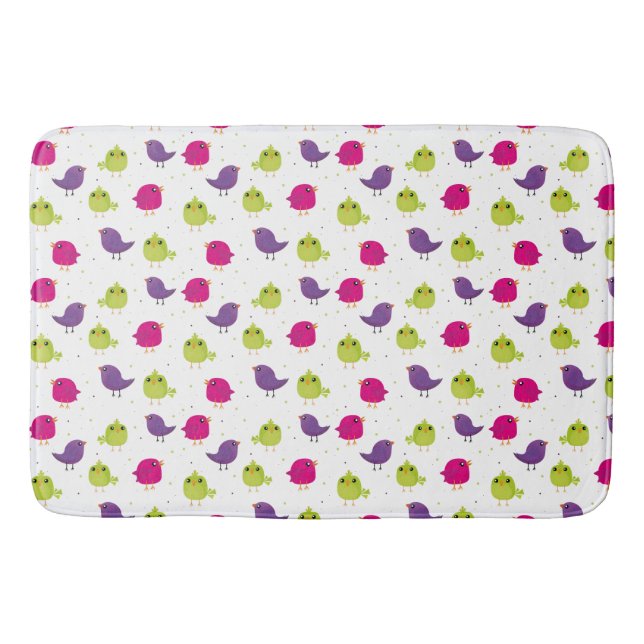 Cute colorful birds bath mat (Front)