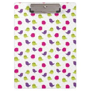Cute colorful birds clipboard