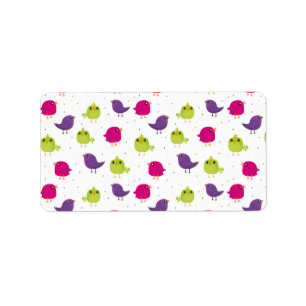 Cute colorful birds label