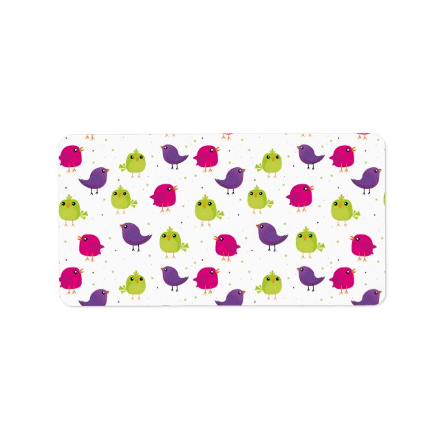 Cute colorful birds label (Front)