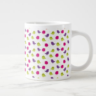 Cute colorful birds large coffee mug