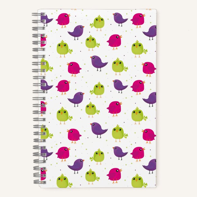 Cute colorful birds  notebook (Front)