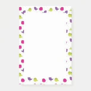 Cute colorful birds post-it notes
