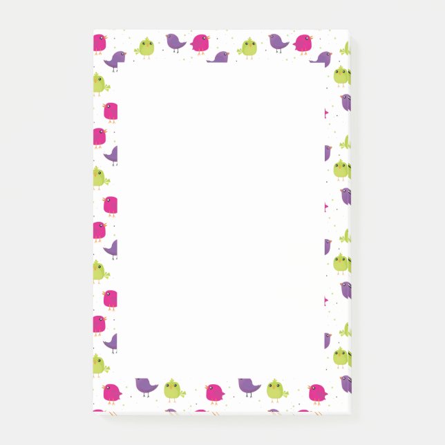 Cute colorful birds  post-it notes (Front)