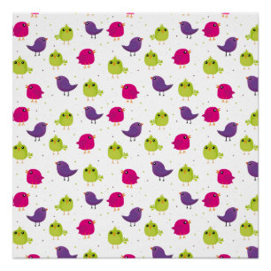 Cute colorful birds poster