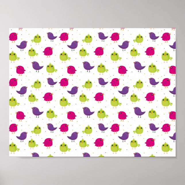 Cute colorful birds  poster (Front)