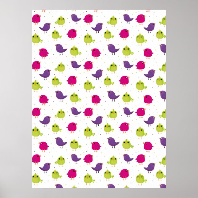 Cute colorful birds poster (Front)