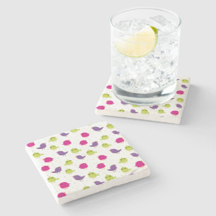 Cute colorful birds  stone coaster