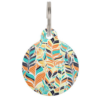 Cute colorful boho leaves pattern pet tag