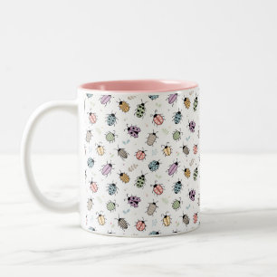 Cute Colorful Bugs Pattern Two-Tone Coffee Mug