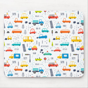 Cute Colorful Car Traffic Pattern Mouse Mat