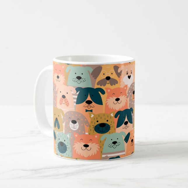 Cute Colorful Cartoon Dog Pattern Ceramic Mug for  (Front Left)