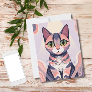 Cute Colorful Cat, Fun, Chic, Whimsical Birthday Postcard