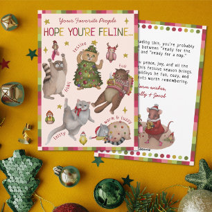 Cute Colorful Cat Lover Feeling Chart Christmas Holiday Card