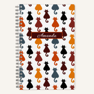 Cute Colorful Cat Pattern Personalized Notebook