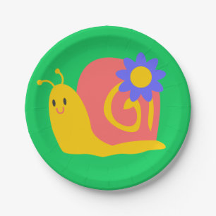 Cute colorful children's snail design paper plate