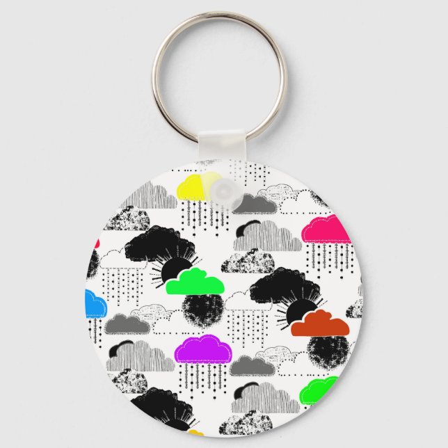 Cute colorful clouds patterns key ring (Front)