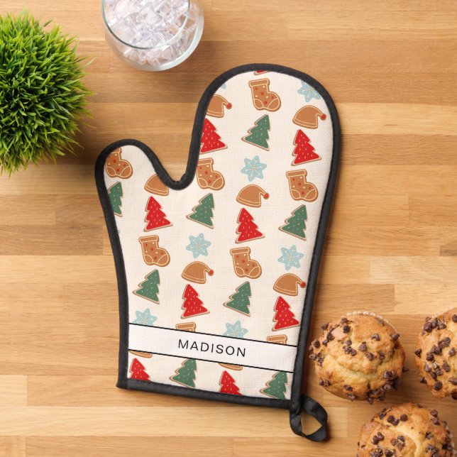Cute Colorful Cookies Pattern Christmas  Oven Mitt (Top down)
