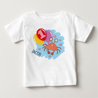 Cute Colorful Crab 1st Birthday Baby T-Shirt