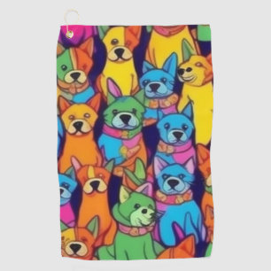 Cute colorful dogs happy dogs golf towel