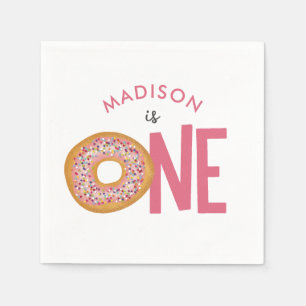 Cute Colorful Donuts One First Birthday Napkin