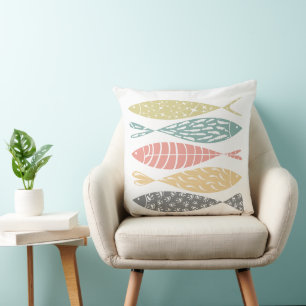 Cute Colorful Fish Coastal Theme Cushion