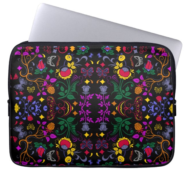 Cute colorful floral pattern  laptop sleeve (Front)