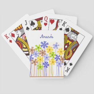 Cute colorful flower garden playing cards