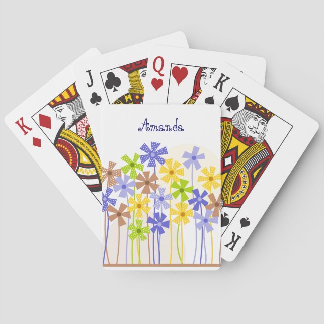 Cute colorful flower garden playing cards (Back)