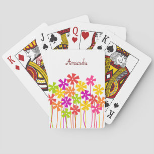Cute colorful flower garden playing cards